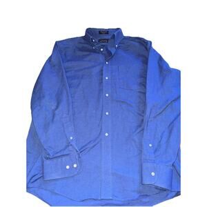 Vintage Arrow Co Men’s Dress Shirt Dark Blue Wrinkle Free Oxford 16 1/2 34-35